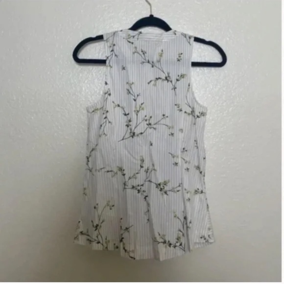 Tie Bottom Striped Floral Business Casual Work Boho Minimalist Chic Glam Blouse - Picture 3 of 4